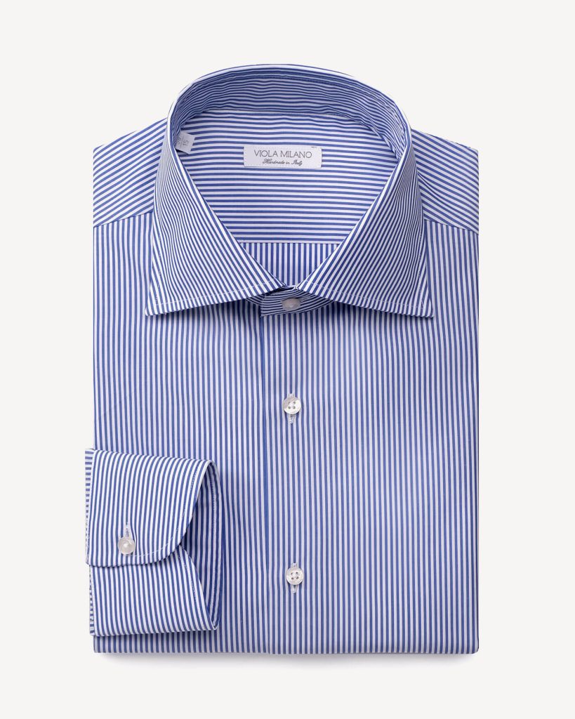 Classic Stripe Cut-away Collar Dress Shirt - Azzurro/White