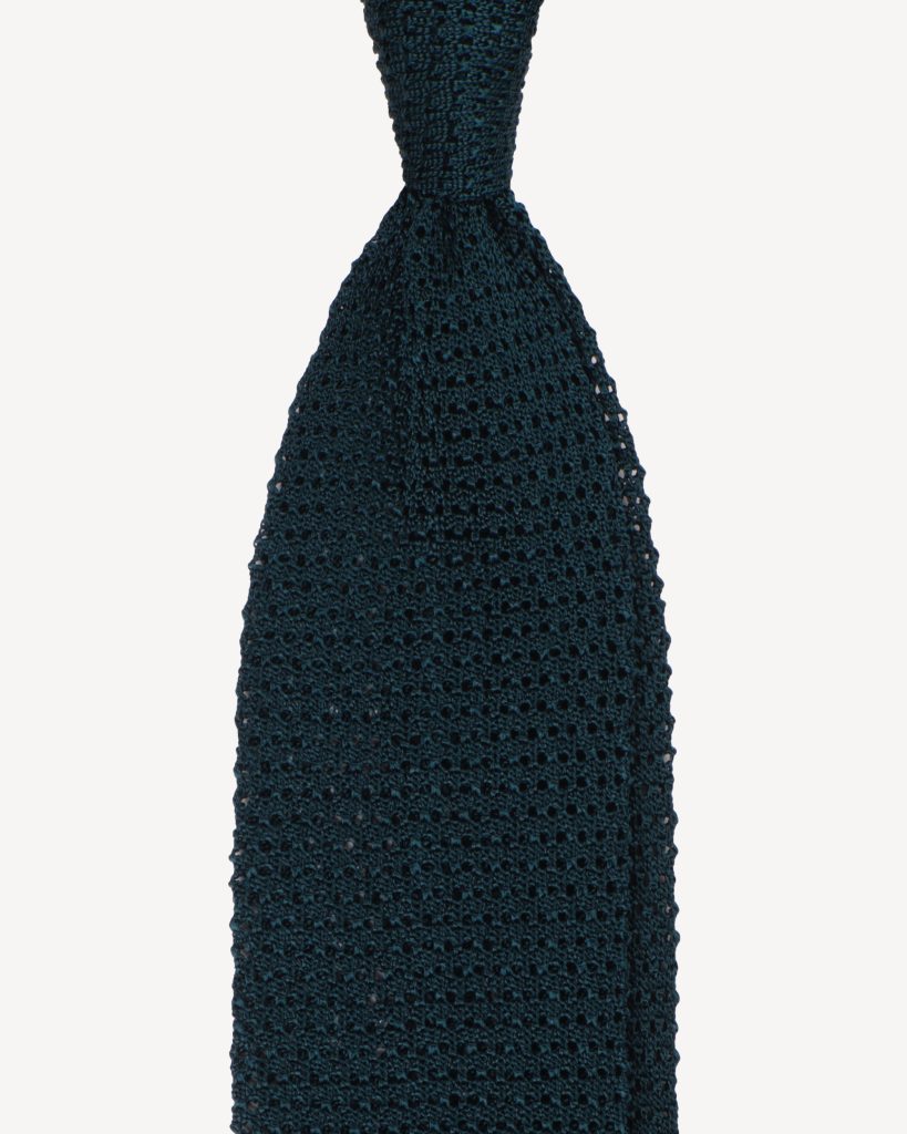 Knitted Solid V-end Silk Tie - Spring Forest