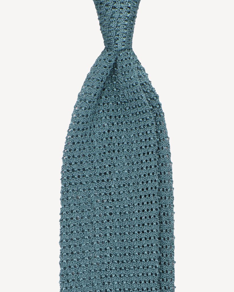 Knitted Solid V-end Silk Tie - Light Mentha