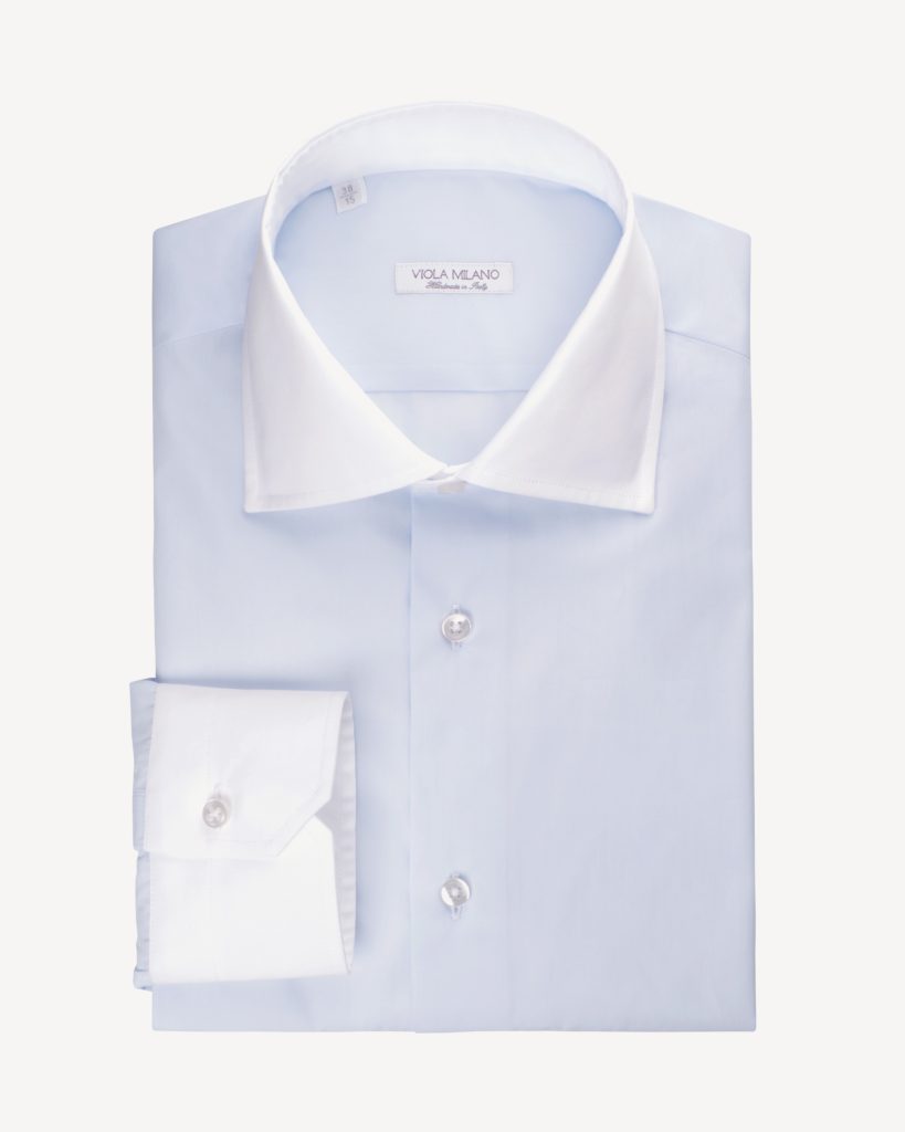 New York Cut Away Collar Dress Shirt - Blue Contrast Collar