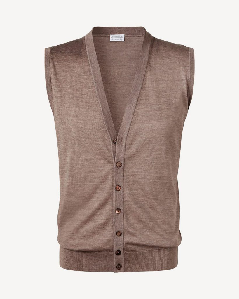 Sleeveless Cashmere/Silk Cardigan - Beige