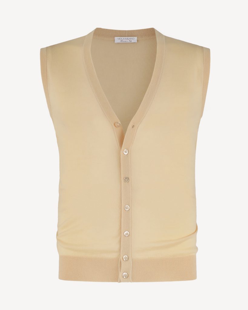 Sleeveless Cashmere/Silk Cardigan - Natural