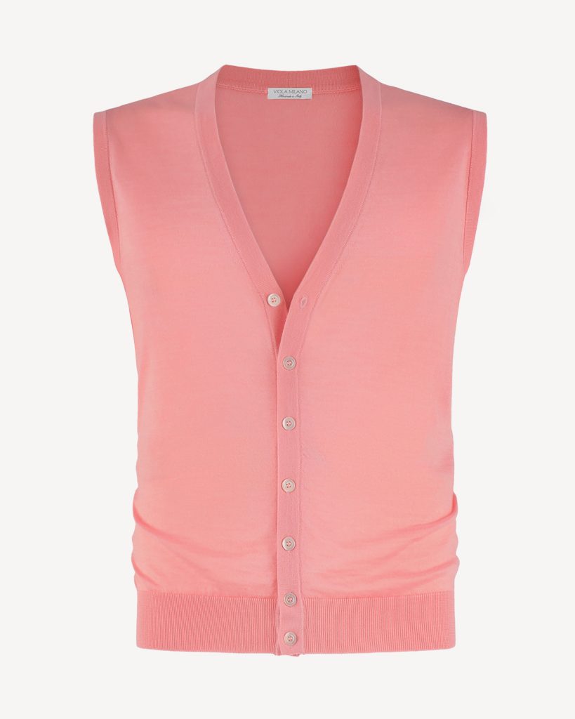 Sleeveless Cashmere/Silk Cardigan - Pink