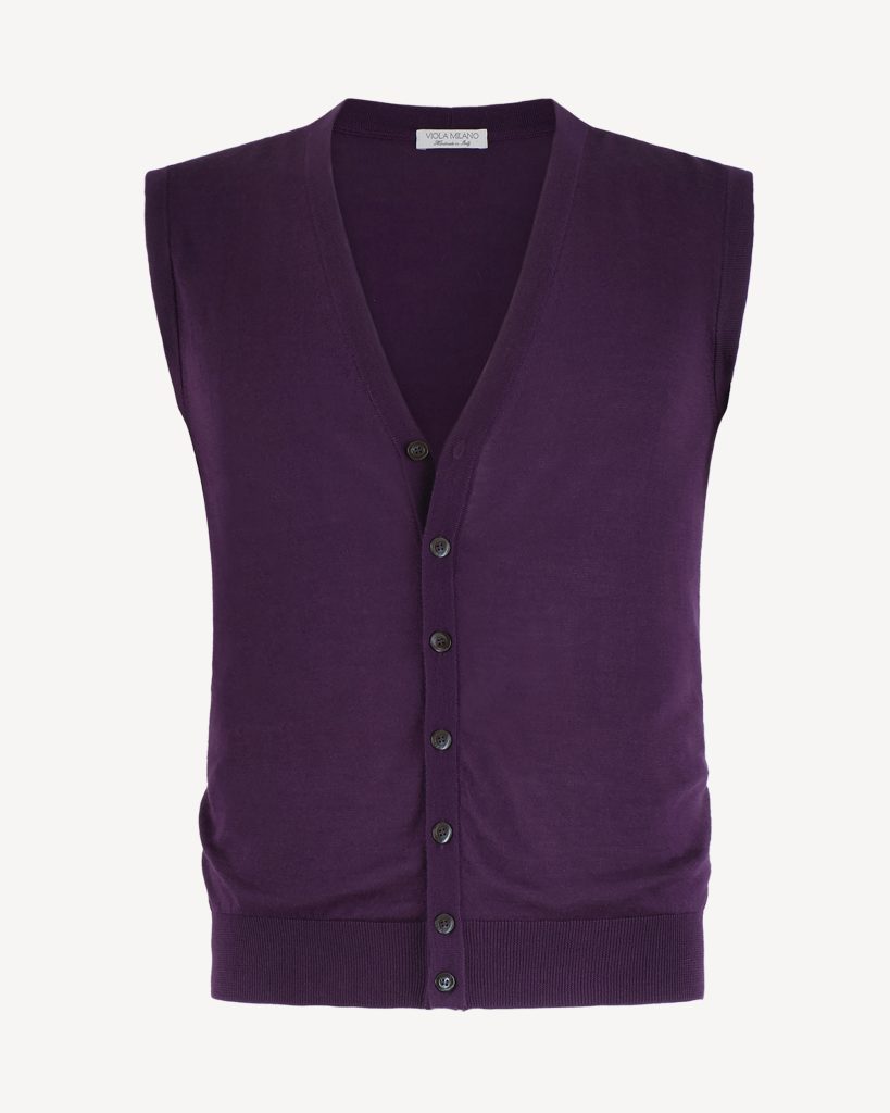 Sleeveless Cashmere/Silk Cardigan - Purple