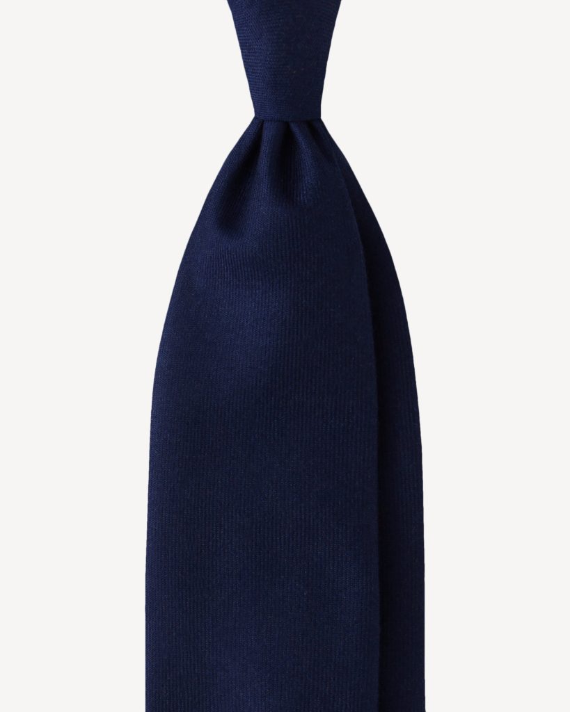 Solid 3-Fold Superfine 100% Cashmere Tie - Navy