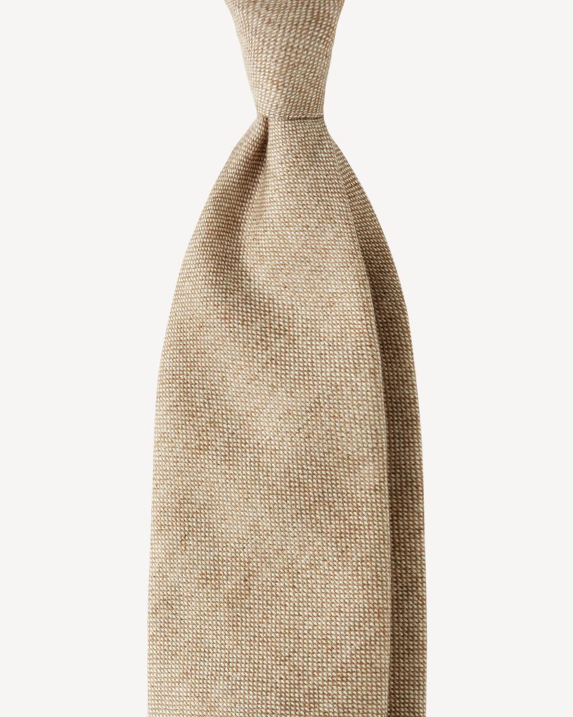 Solid 7-fold Handrolled 100% Cashmere Tie - Sand
