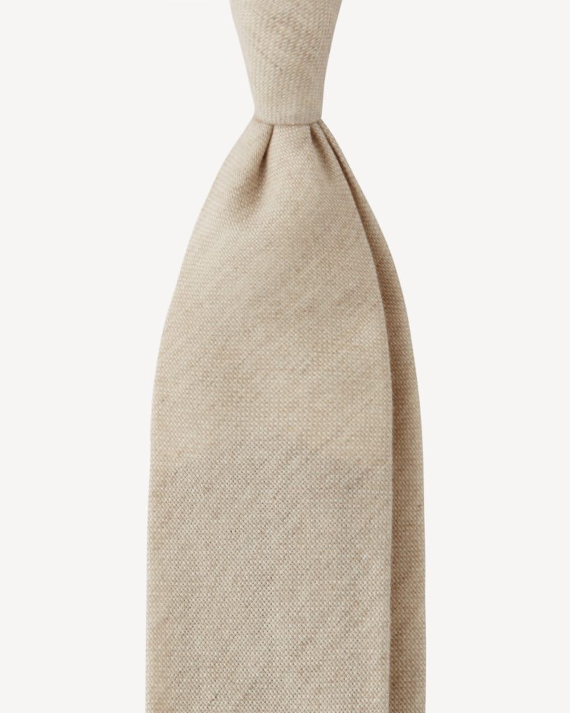 Solid Handrolled 100% Cashmere Tie - Sand