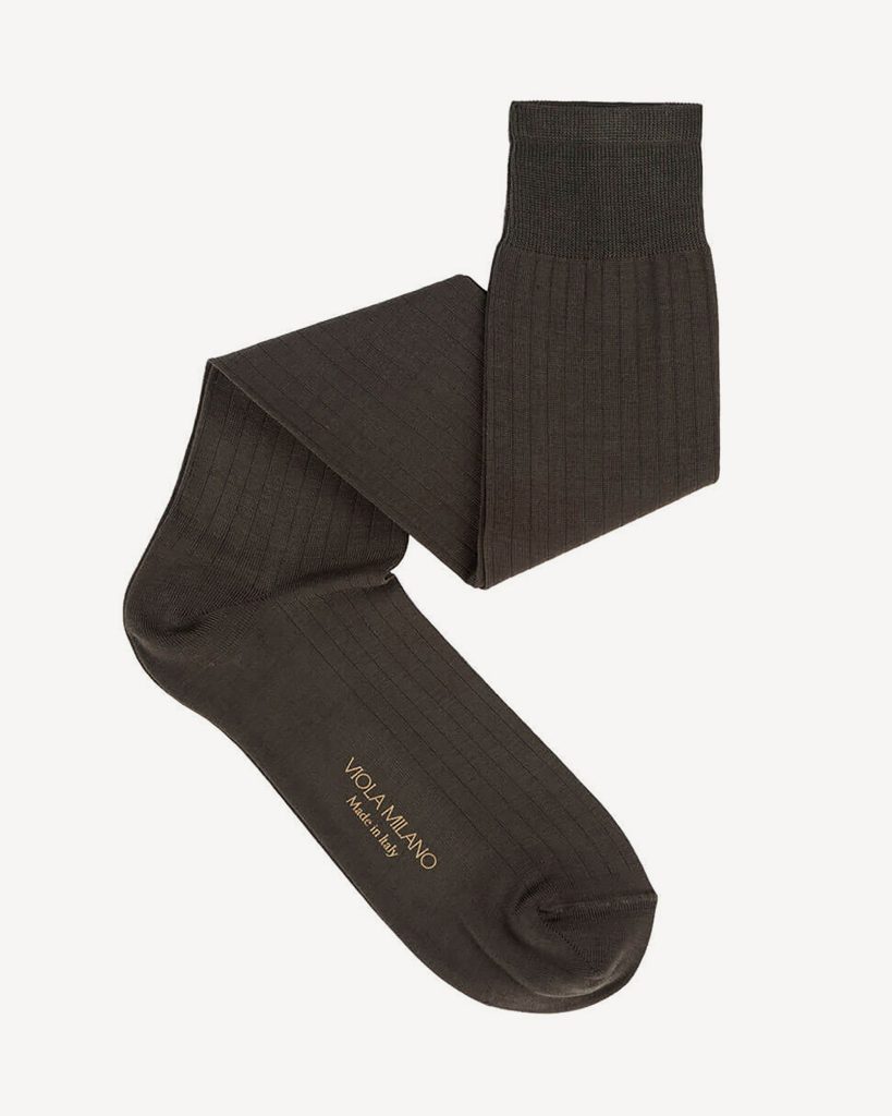 Solid Over-The-Calf Cotton/Silk Socks – Army Green