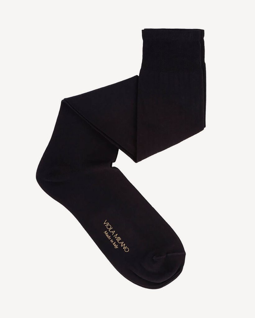 Solid Over-The-Calf Cotton/Silk Socks – Black