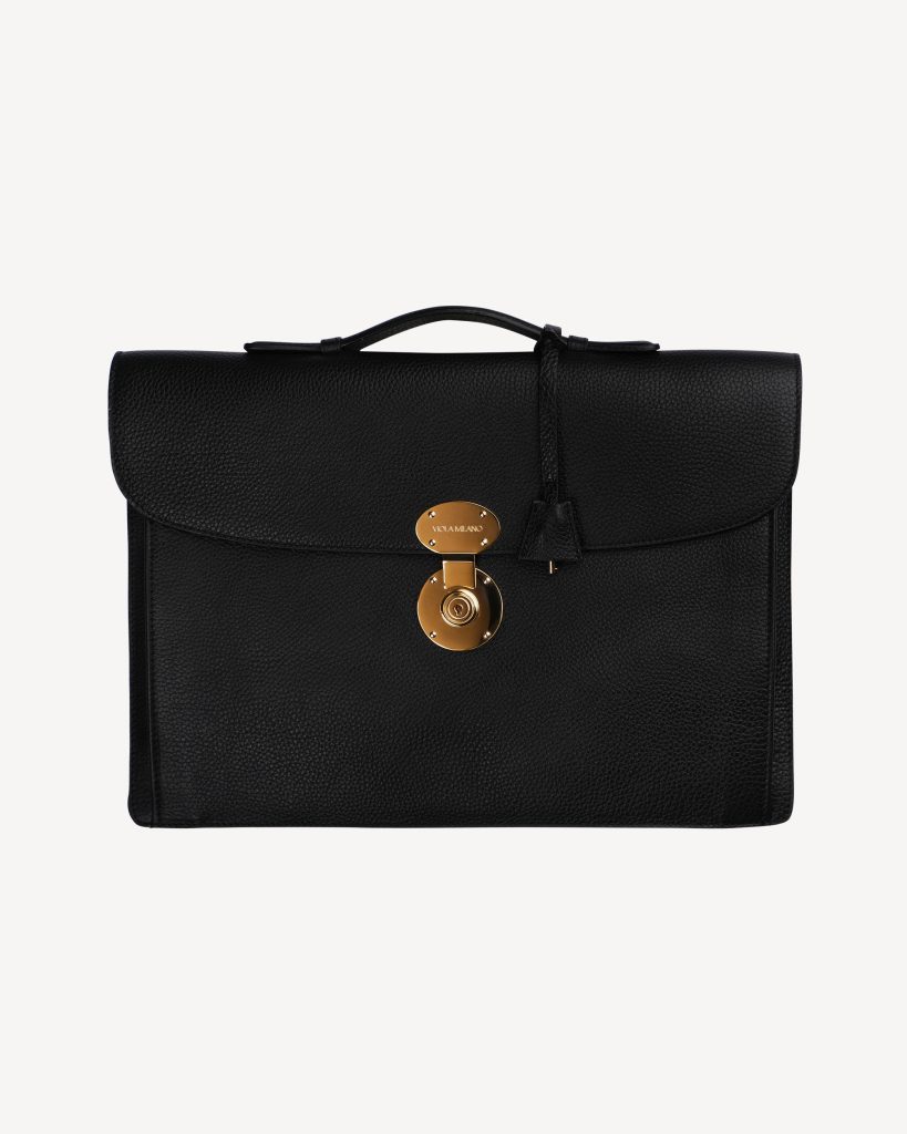 The Light City Gold Lock Briefcase - Black