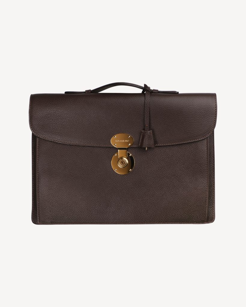 The Light City Gold Lock Briefcase - Brown