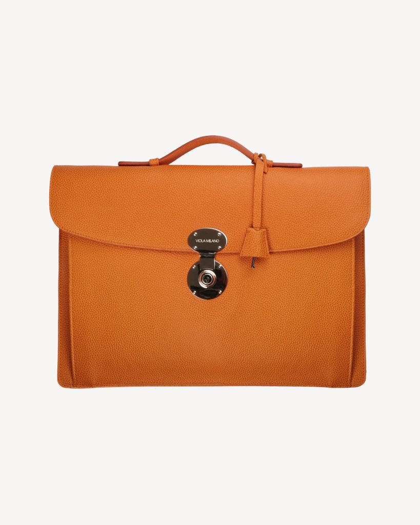 THE LIGHT City Silver Lock BRIEFCASE – Orange