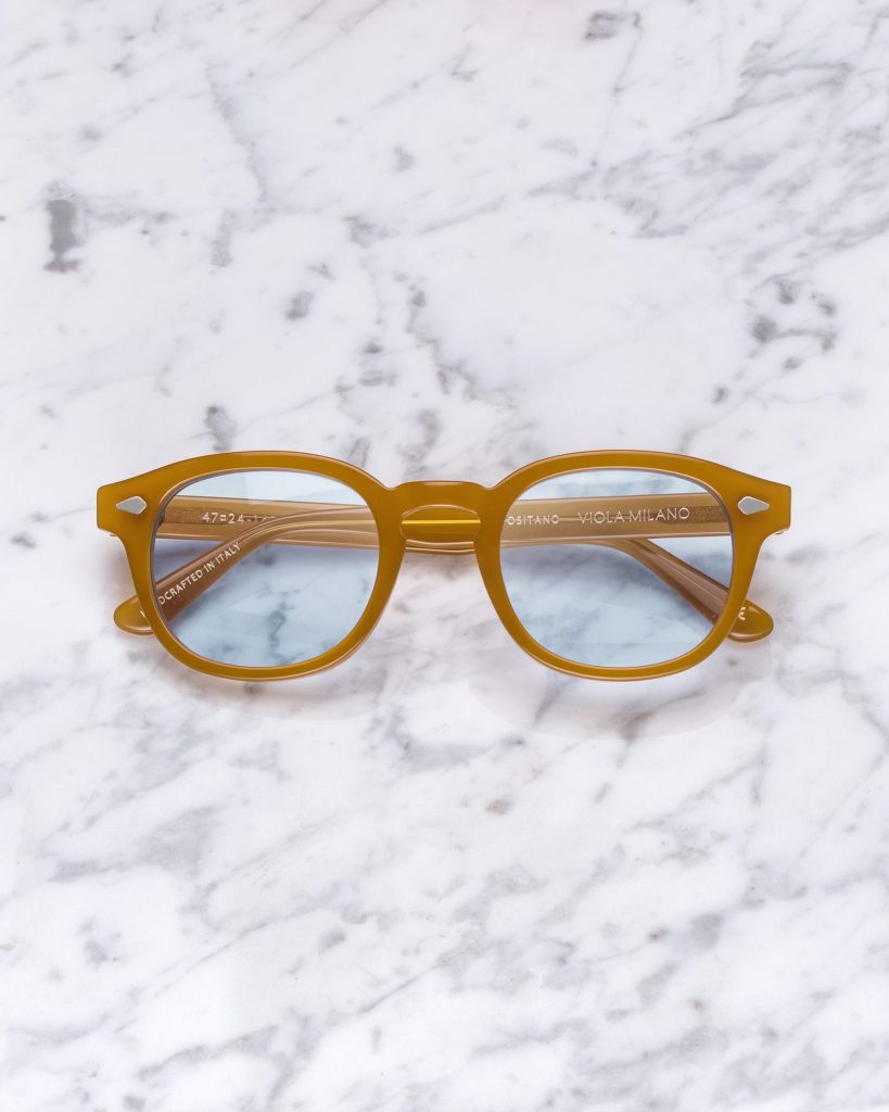 The Positano Sunglasses - Honey With A Light Blue Lens