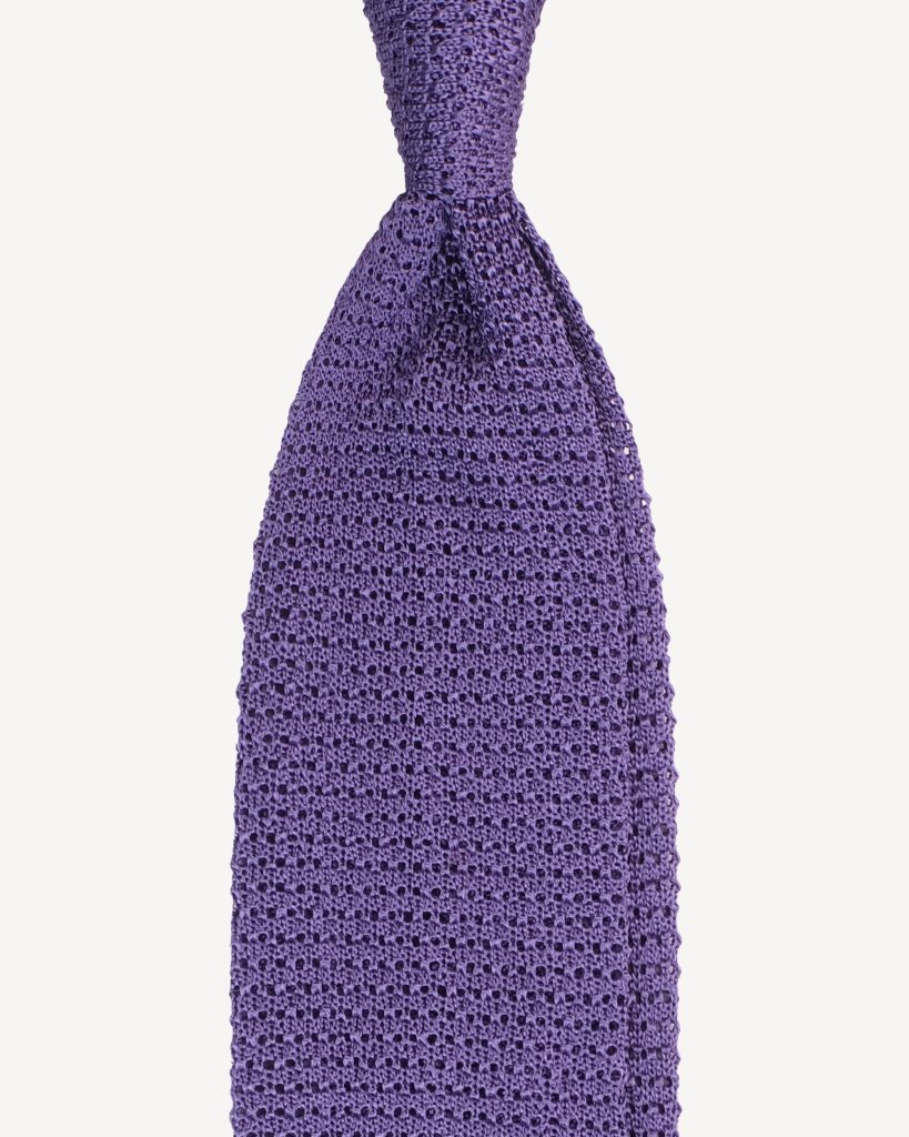 Knitted Solid V-end Silk Tie - Viola