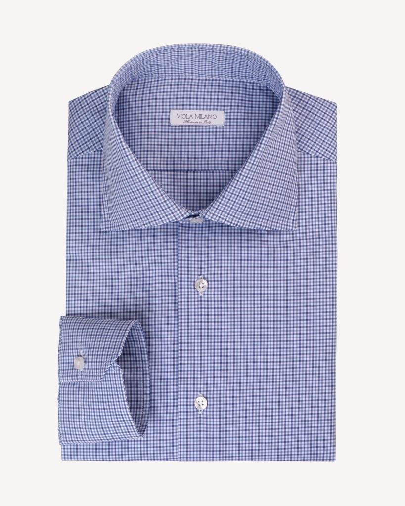 New York Cut Away Collar Dress Shirt - Navy Check Mix