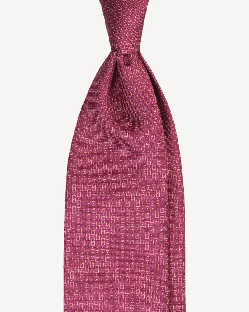 Square Chain Selftipped Italian Silk Tie - Fuchsia Rose
