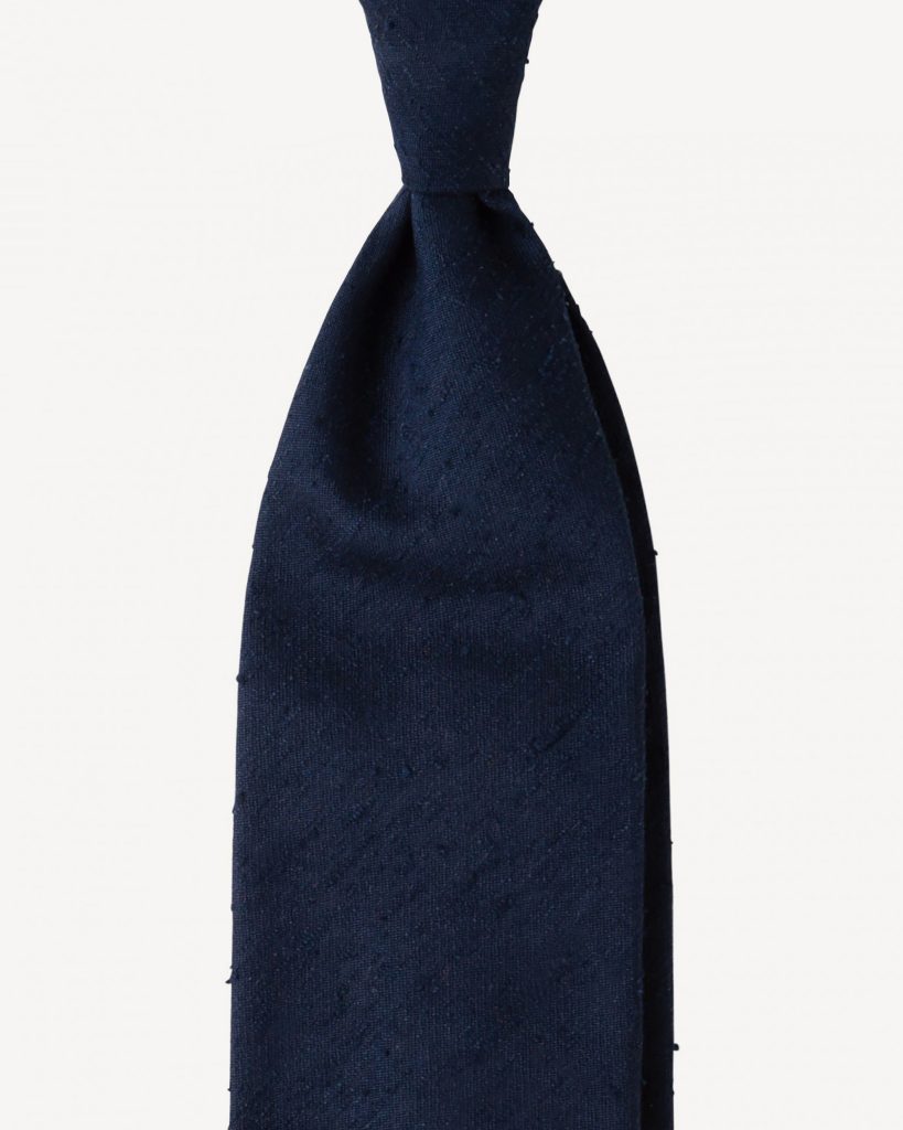 Solid Woven 100% Shantung Tie - Navy