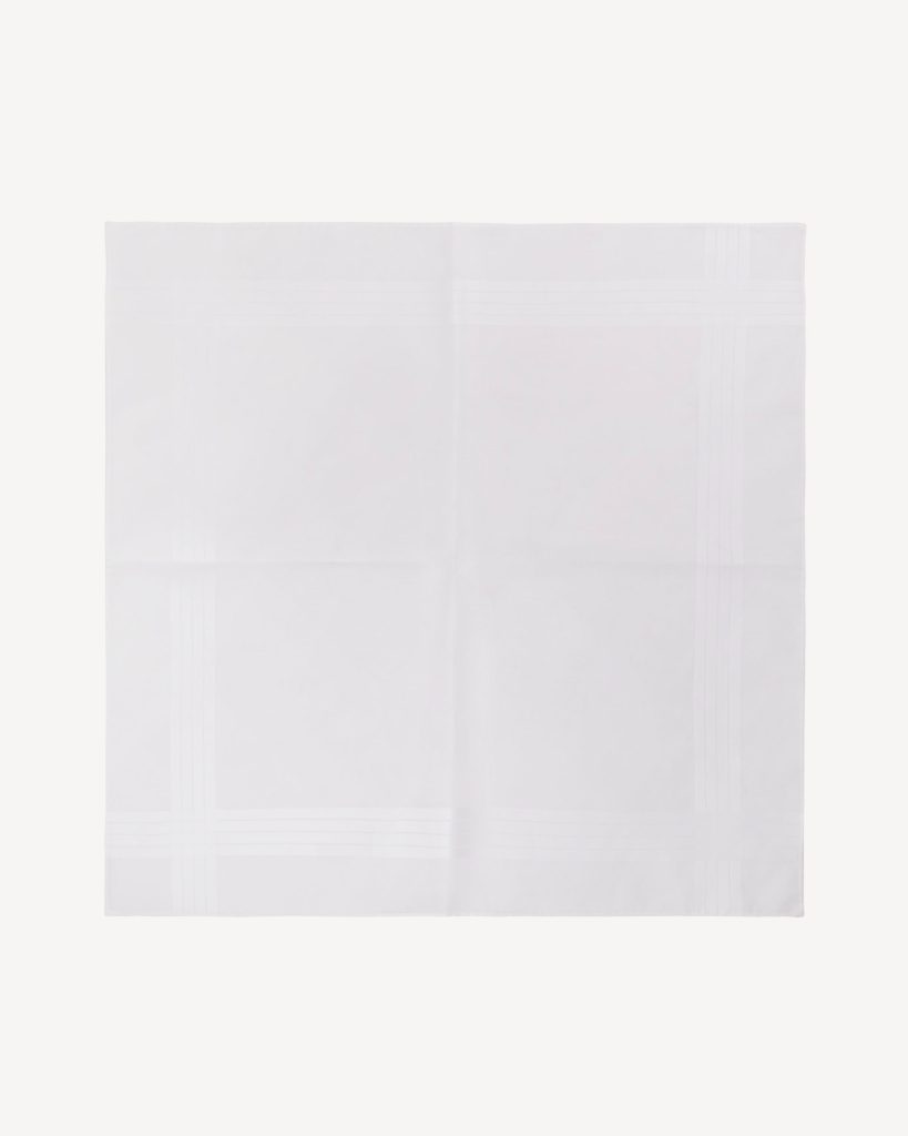 Premium 100% Cotton Handrolled Pocket Square - White