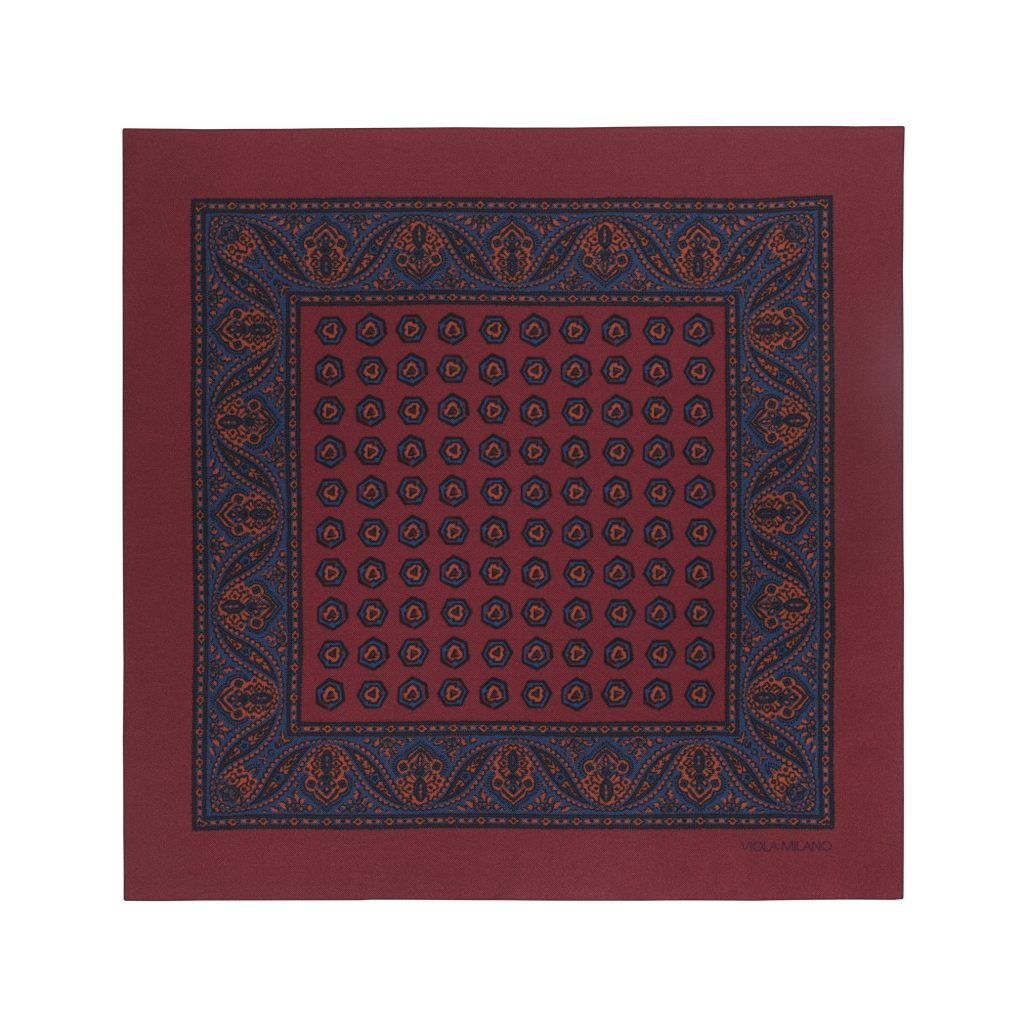 Luxury Archive Printed Silk Pocket Square - Red Diamond