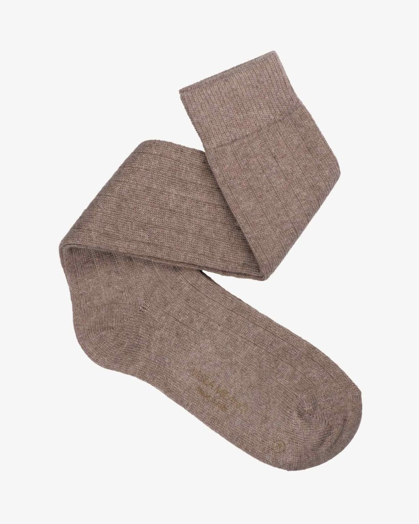 Solid 100% Cashmere Over-The-Calf Socks – Sand