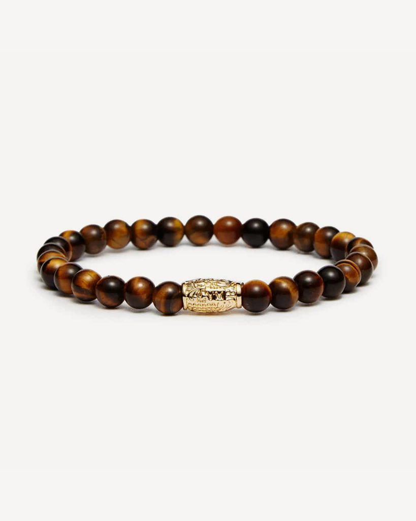 GEMSTONE 6 MM BRACELET I GOLD TUBE – Tiger Eye