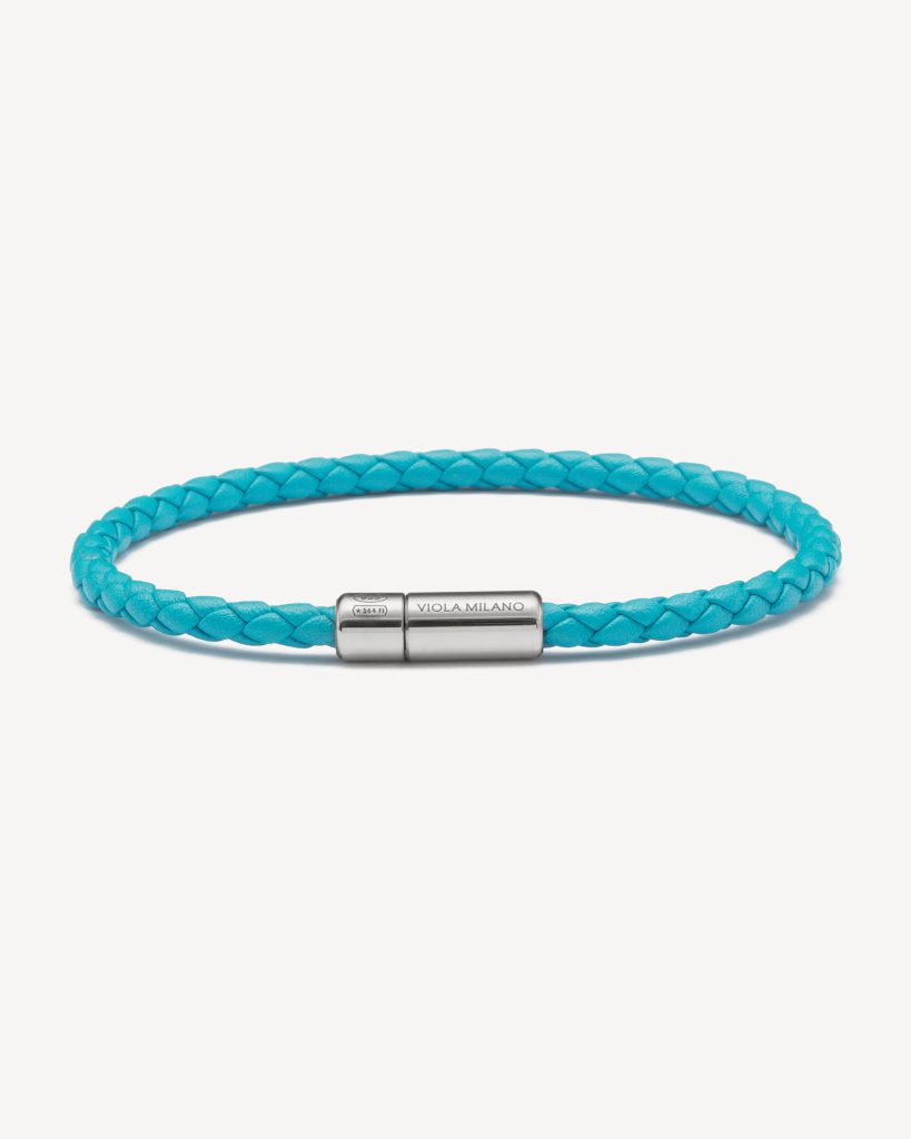 Braided Italian Leather bracelet - Turquoise