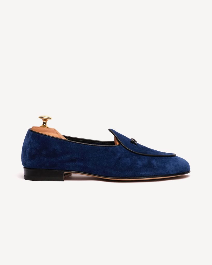 Unlined Belgian Suede Loafer - Blue