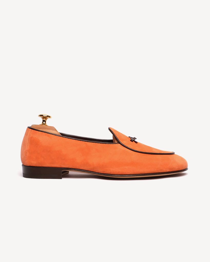 Unlined Belgian Suede Loafer - Orange
