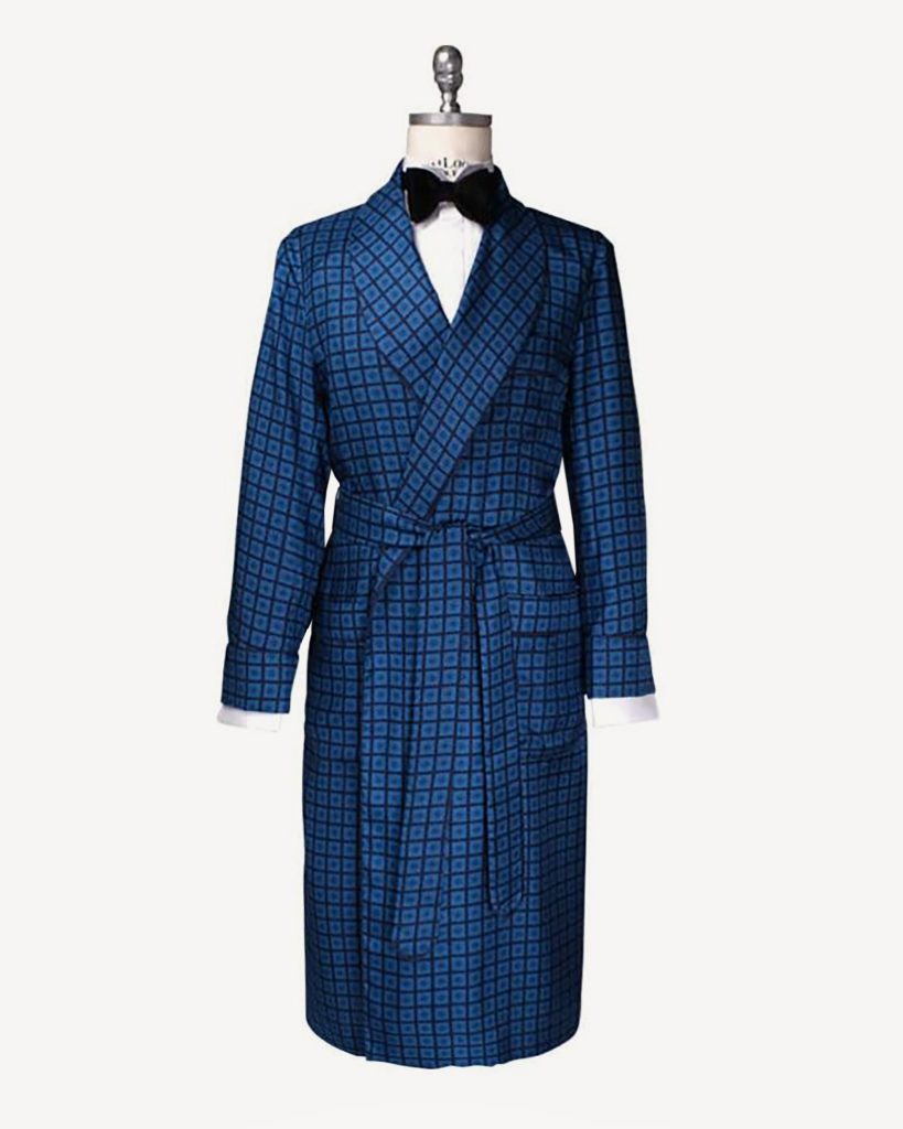 Unlined Luxury Handprinted Silk Dressing Gown - Diamond Medallion