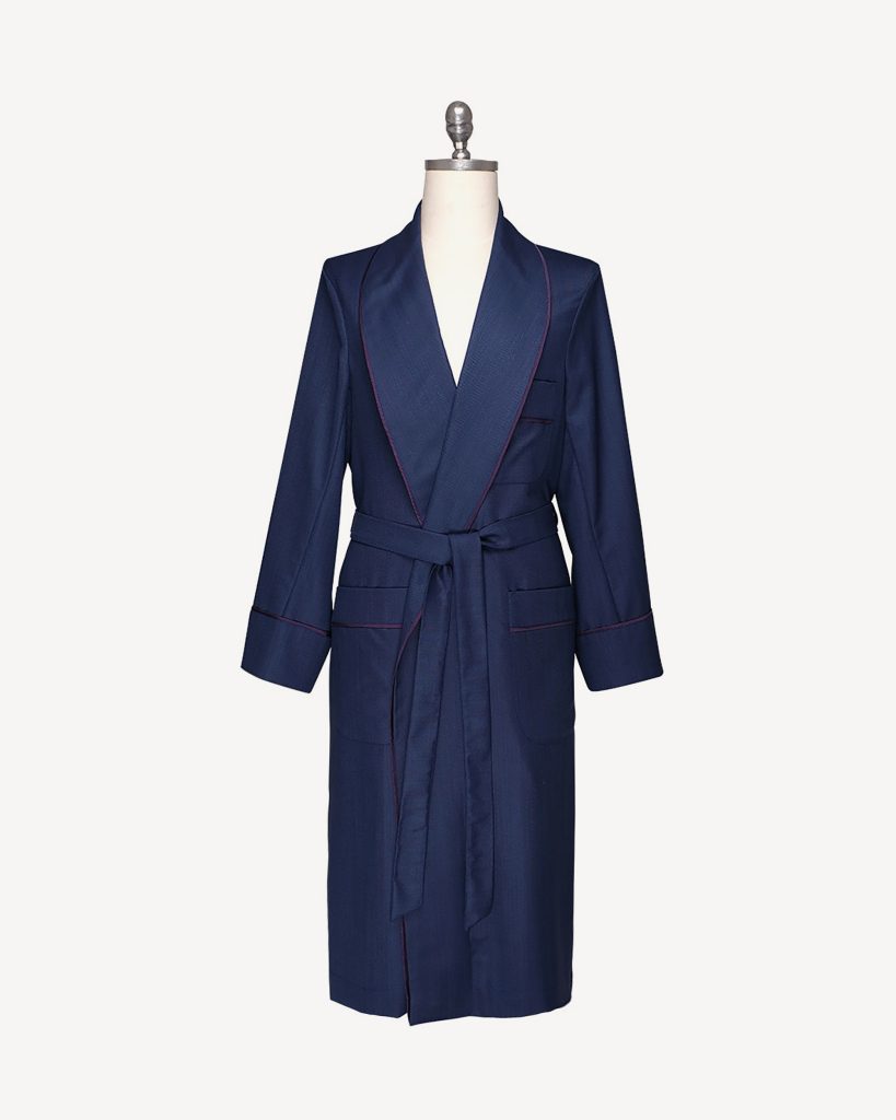 Unlined VBC Wool/Silk Dressing Gown - Herringbone