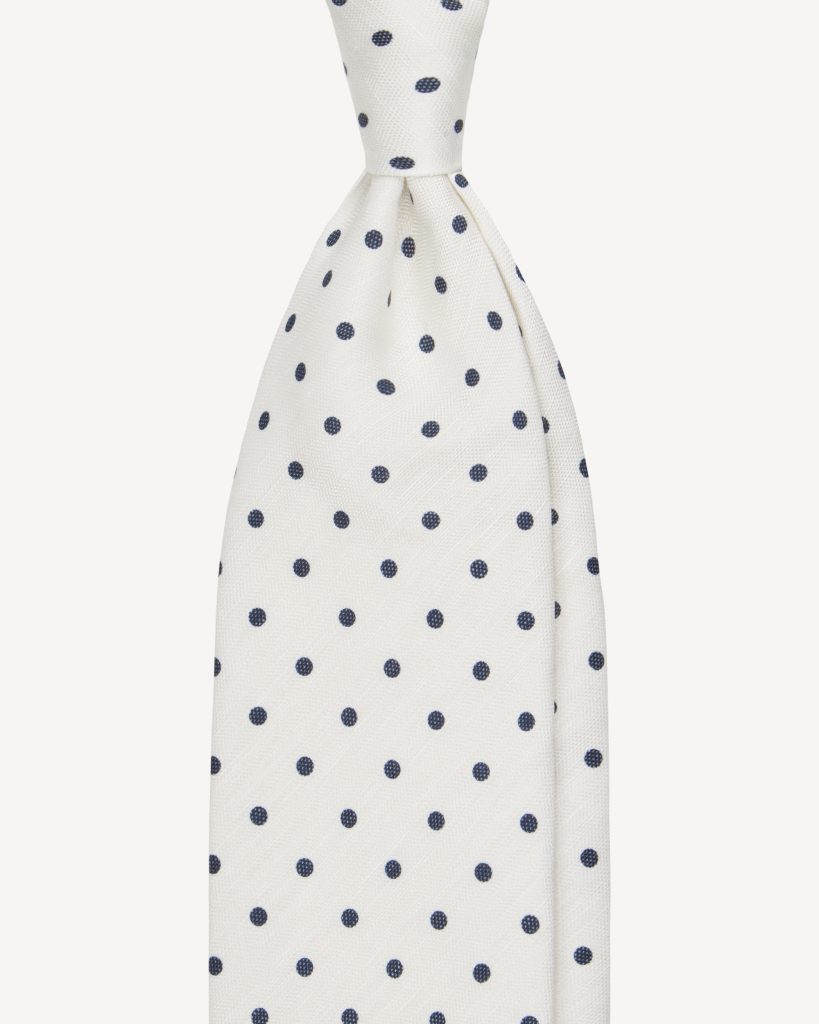 Polka Dot UNTIPPED LINEN TIE – Natural White