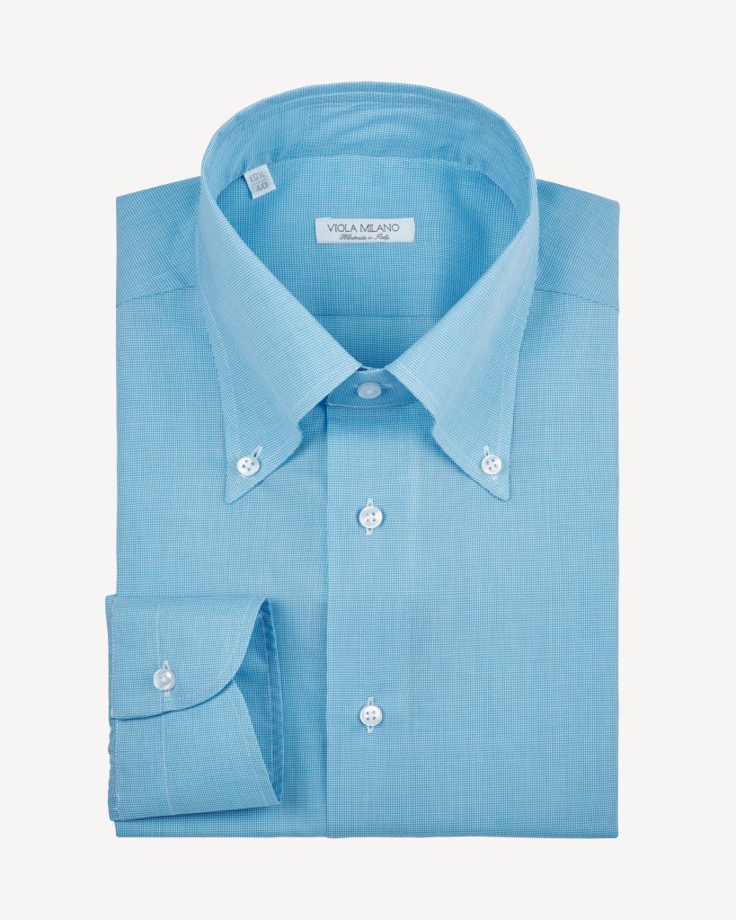 Micro Pattern Carlo Riva Voila Tela Button-Down SHIRT – Turquoise