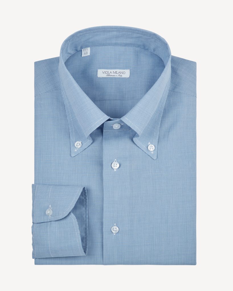 Micro Pattern Carlo Riva Voila Tela Button-Down SHIRT – Light Blue