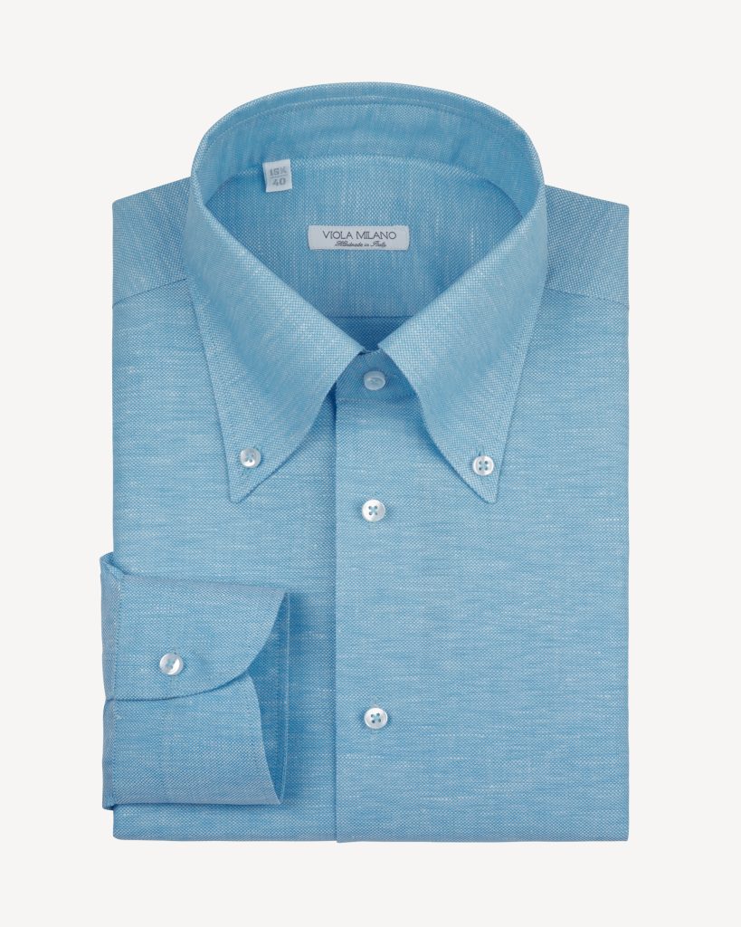 Solid Carlo Riva Oxford/Linen Button-Down SHIRT – Mare