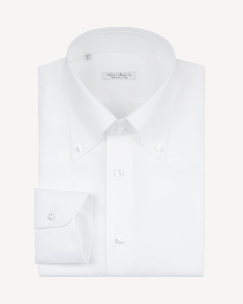 Solid Carlo Riva Popline Doppio Button-Down SHIRT – White