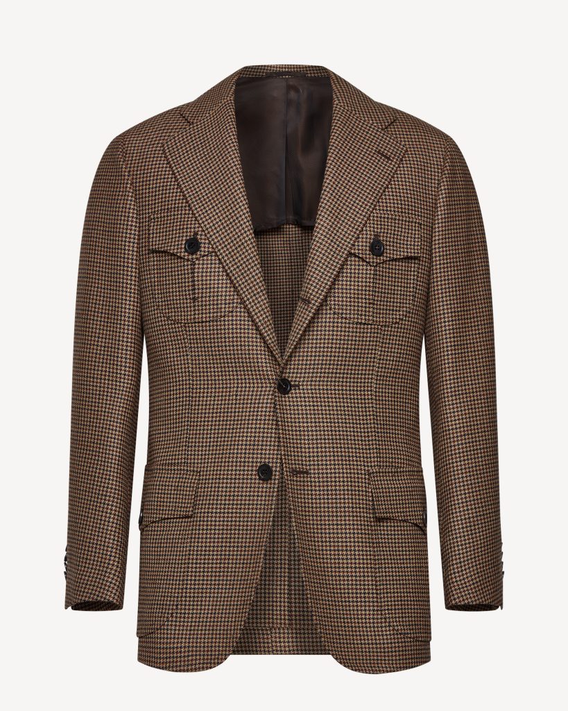 Sartorial Half-lined Limited Sports Safari Blazer - Dog Tooth Brown Mix