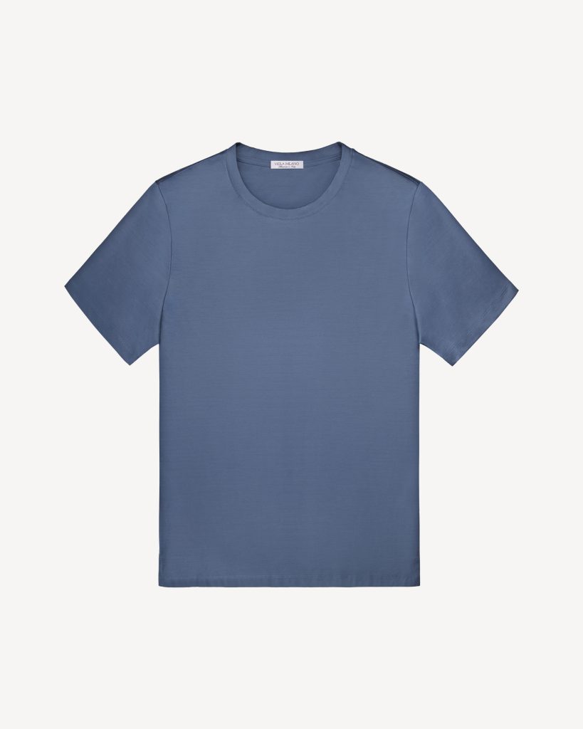 Solid Short Sleeve Cotton Stretch T-Shirt - Sea Denim