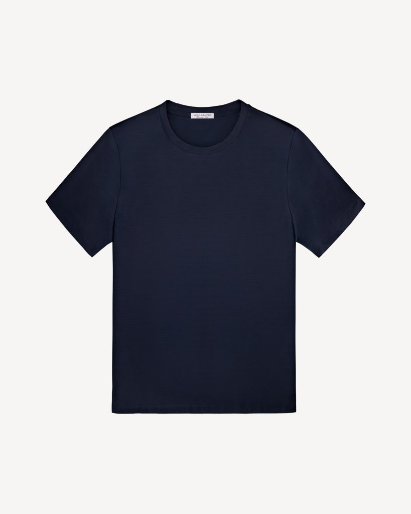Solid Short Sleeve Cotton Stretch T-Shirt - Navy