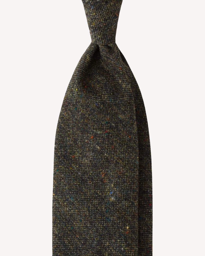 Woven Donegal Wool Untipped Tie - Forest