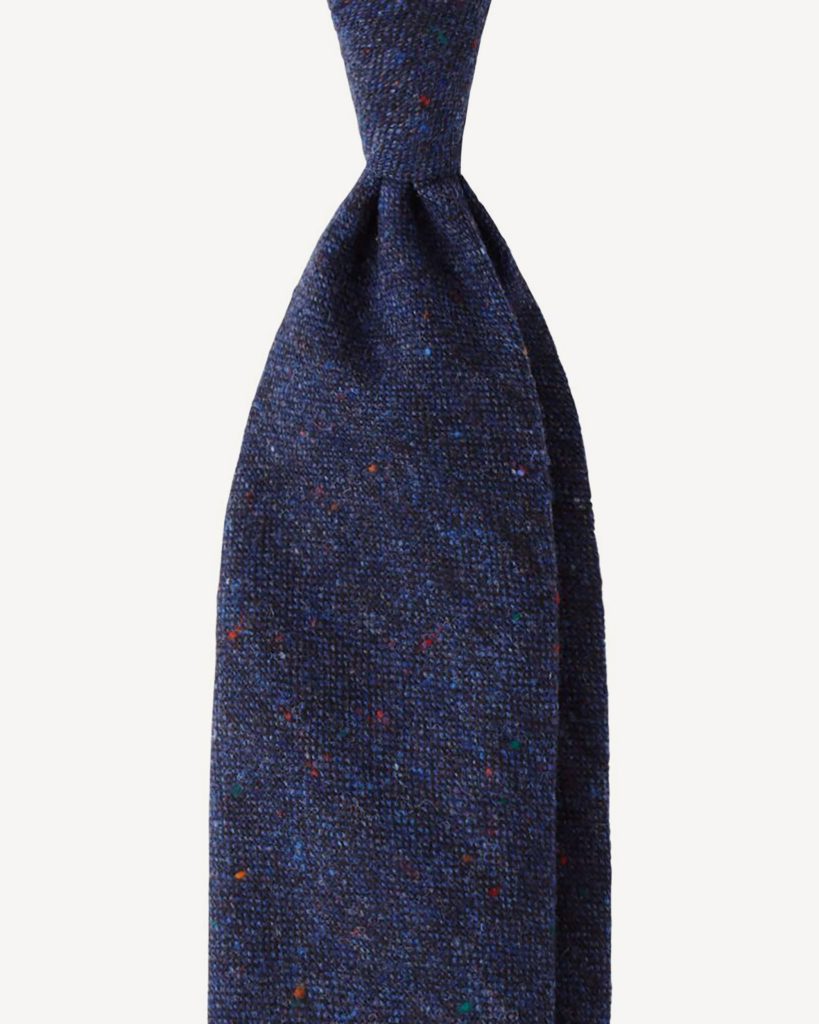 Woven Donegal Wool Untipped Tie - Navy